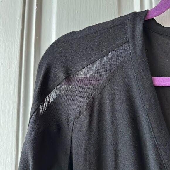 Cache Dress Womens Medium Y2K Black Surplice Mesh Cocktail Long Sleeve *Washwear - Picture 4 of 5